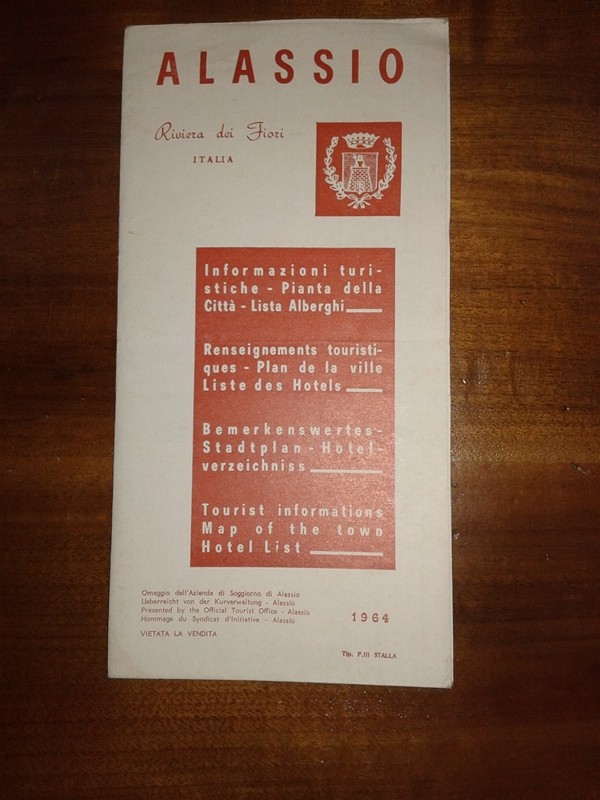 Depliant/opuscolo guida di ALASSIO. guida turistica 1964