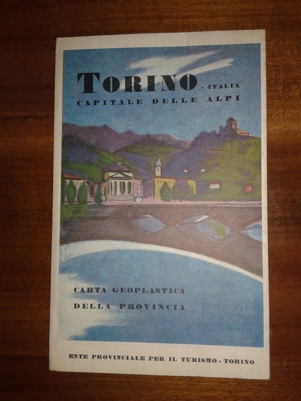 Depliant/opuscolo vintage TORINO guida turistica. ente provinciale per il turismo. carta geoplastica della provincia