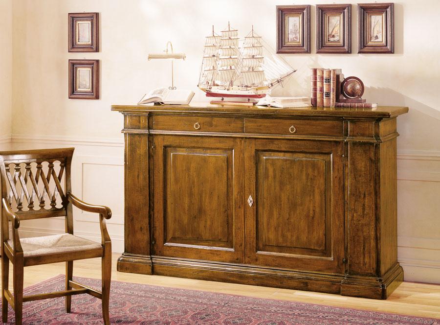 CR 190 credenza in tiglio cm 200L 53P 116H - CR 191 credenza in noce cm 200L 53P 116H  - SD 193 sedia capotavola 