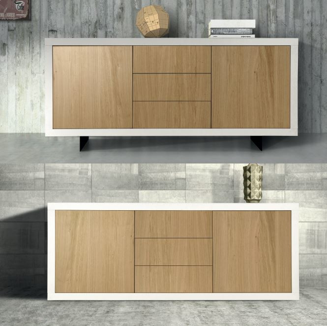 Credenza bicolore con gambe in cristallo 867