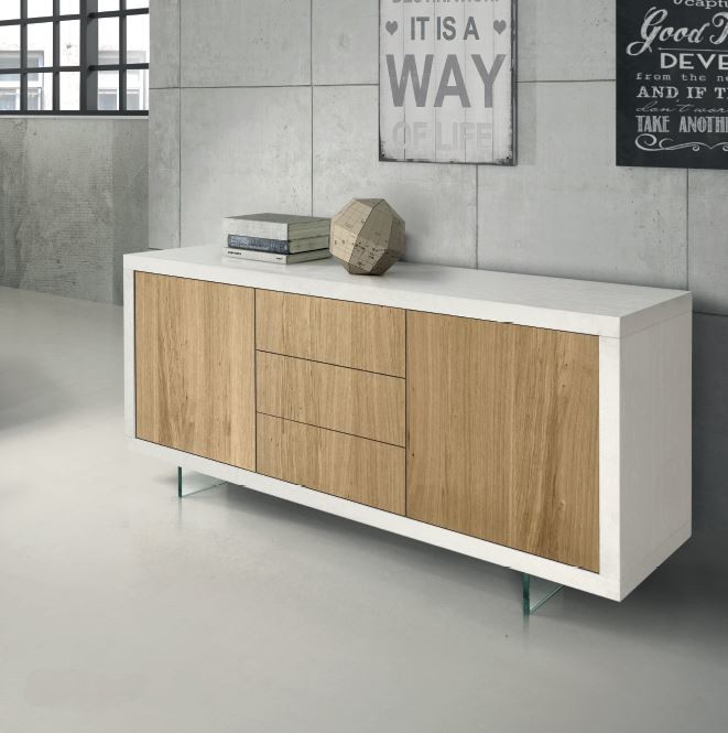 Credenza bicolore con gambe in cristallo 867