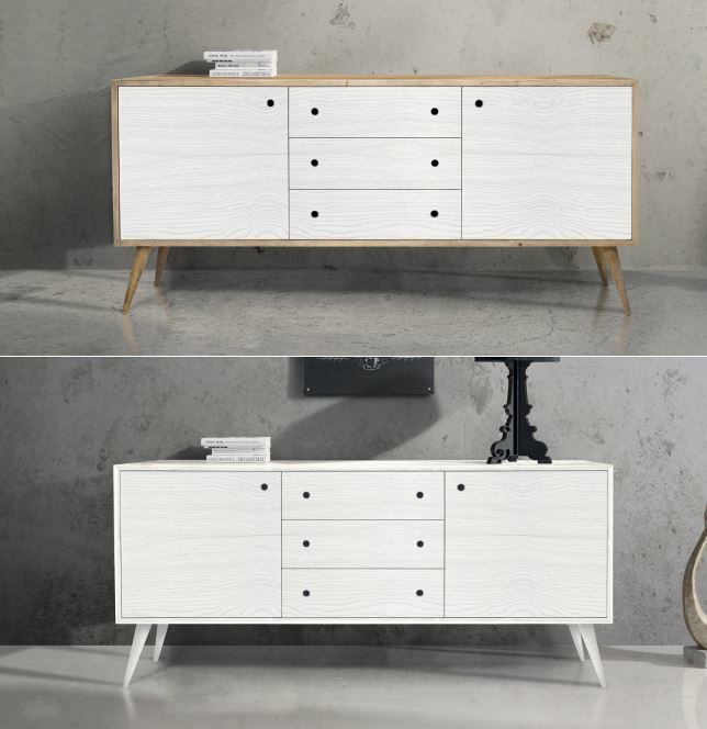 Credenza in abete spazzolato bicolore o bianca 880