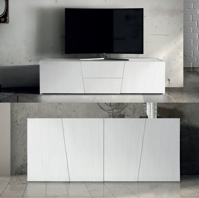 Credenza porta tv bianco abete spazzolato 892