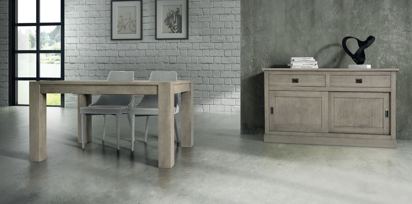 Credenza rovere patinato 864 - Tavolo allungabile 861 - Sedia 700