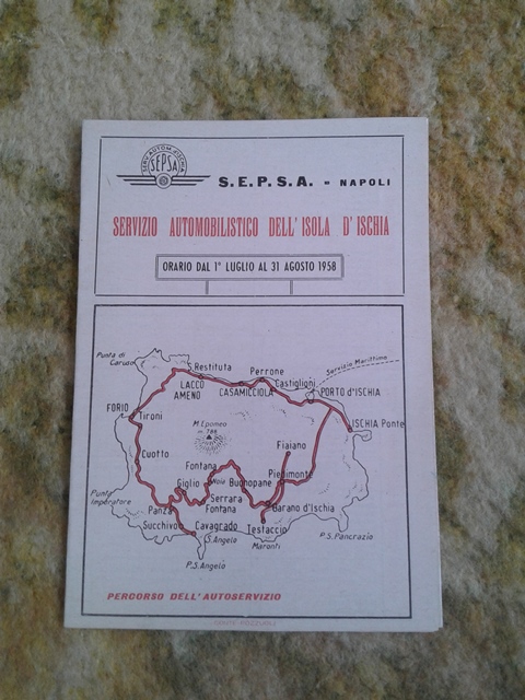 Depliant/opuscolo. ischia servizio automobilistico 1958  guida turistica vintage