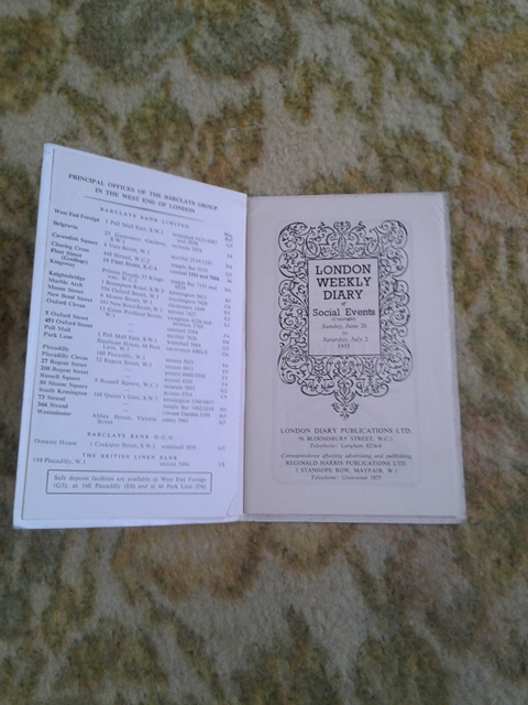 Depliant/opuscolo. London weekly diary of social events. guida turistica vintage