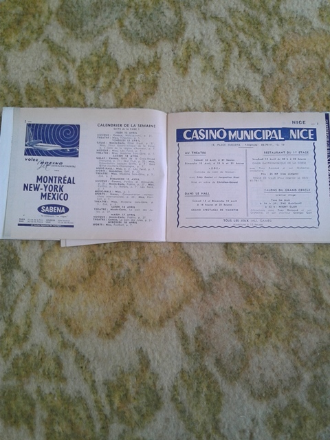 Depliant/opuscolo riviera cote d azur. hotel d' angleterre 1962. guida turistica vintage