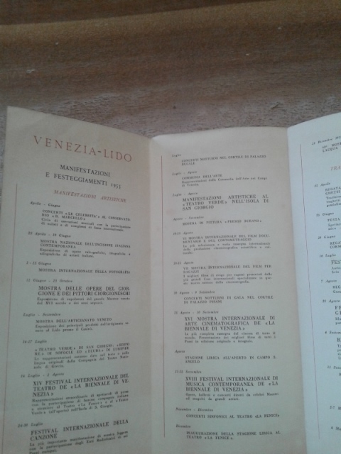 Depliant/opuscolo VENEZIA MANIFESTAZIONI.  I955