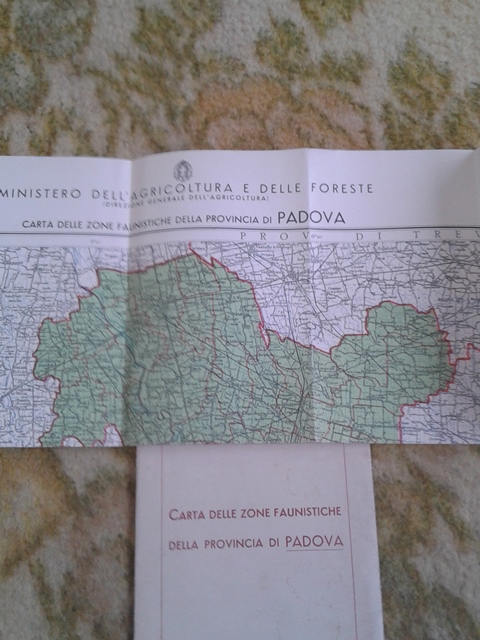 Depliant/opuscolo.zone faunistiche provincia di padova. mappa vintage 
