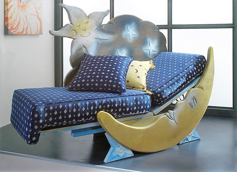 Dormeuse in solid wood  blu notte