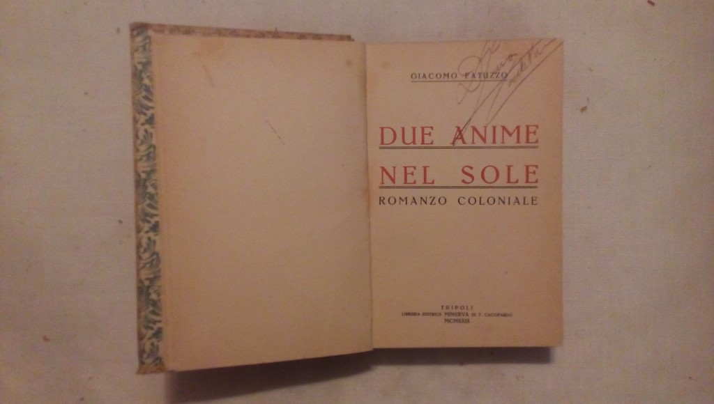 Due anime nel sole romanzo coloniale - Giacomo Fatuzzo - Minerva 1929 