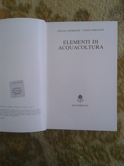 Elementi di acquacoltura - Giulia giordani Paolo melotti Edagricole