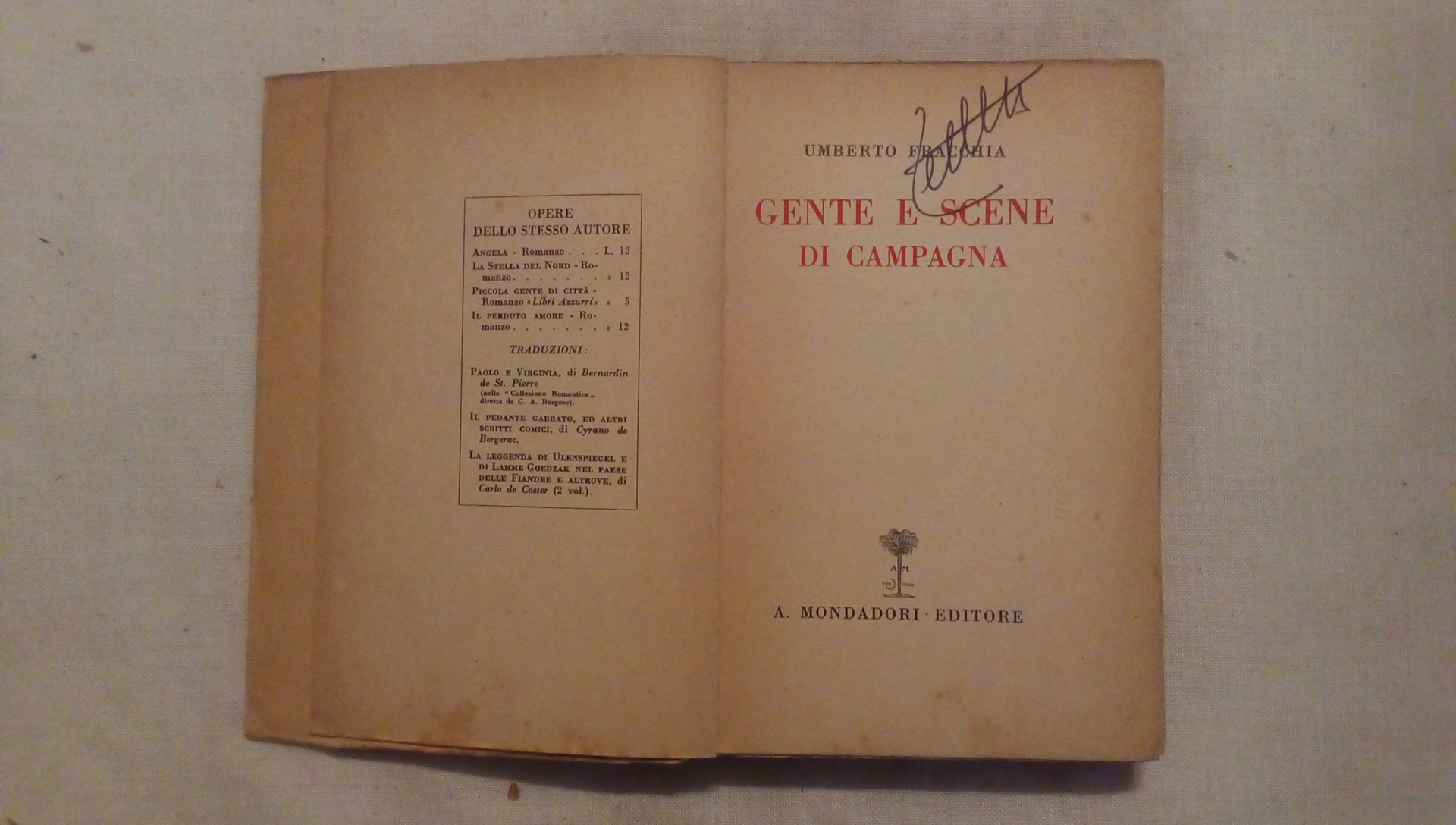 Gente e scene di campagna - Umberto Fracchia Mondadori 