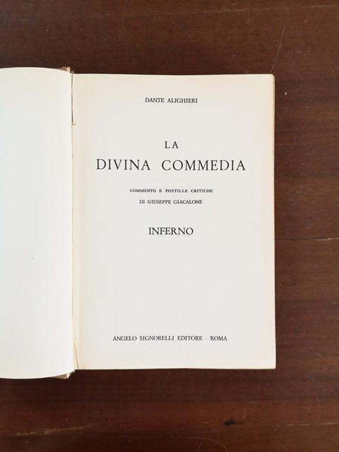 La divina commedia Inferno G. Giacalone Angelo signorelli editore