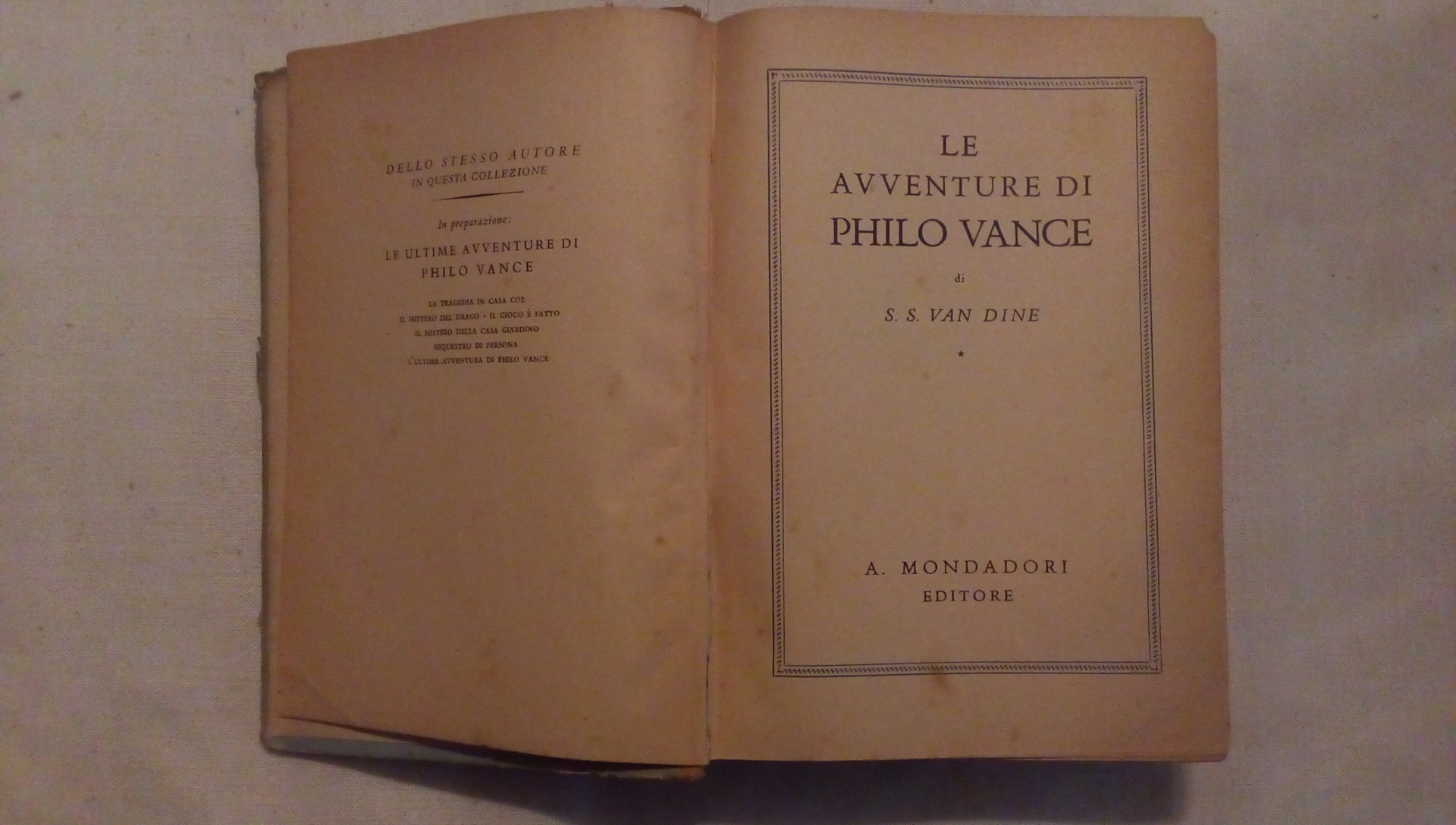 Le avventure di Philo Vance - S.S. Van Dine Mondadori
