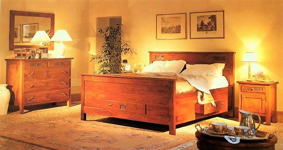 Letto comodini comò con specchiera romantic