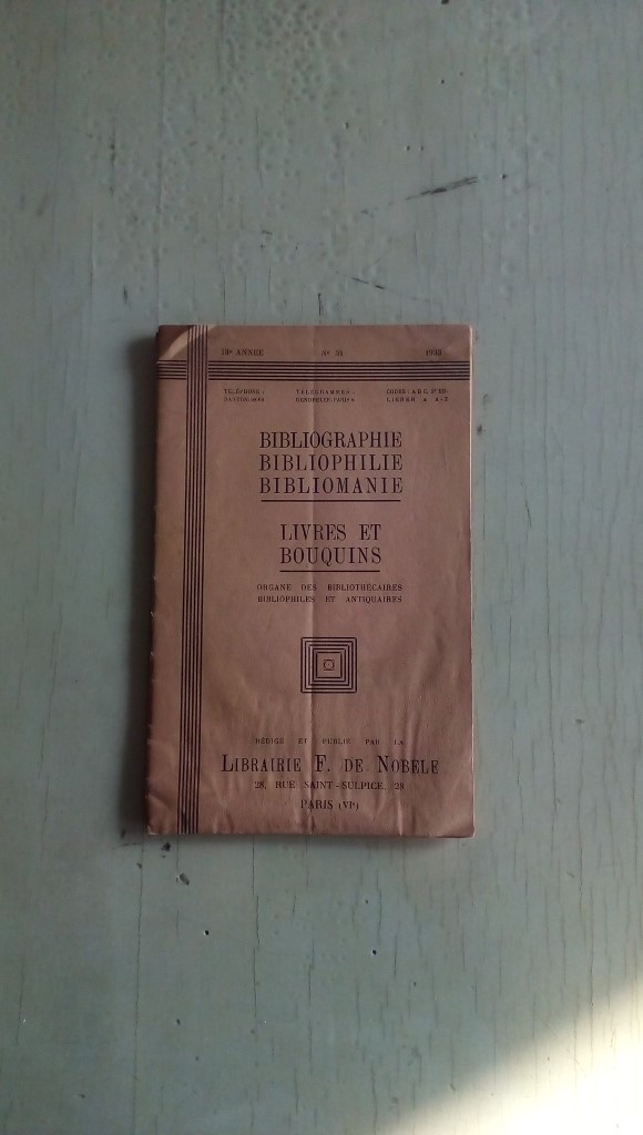 Libretto/ Opuscolo  LIVRES ET BOUQUINS  1933