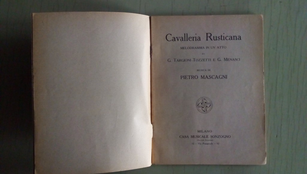 Opera/ CAVALLERIA RUSTICANA 
