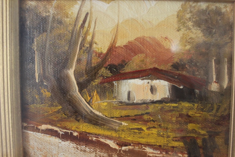 Quadro/casa con paesaggio 28x25h