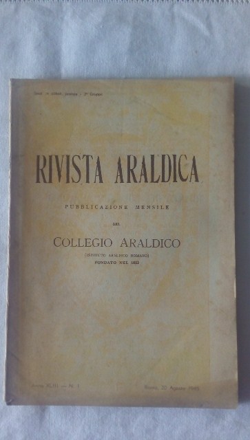 Rivista del collegio araldico. (rivista araldica) vintage agosto 1945