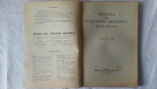 Rivista del collegio araldico. (rivista araldica) vintage agosto 1945
