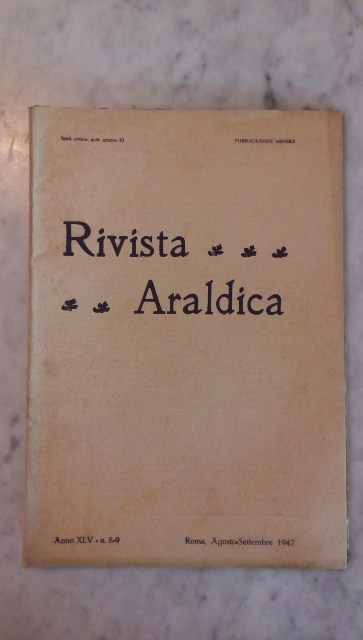 Rivista del collegio araldico. (rivista araldica) vintage agosto-settembre 1947