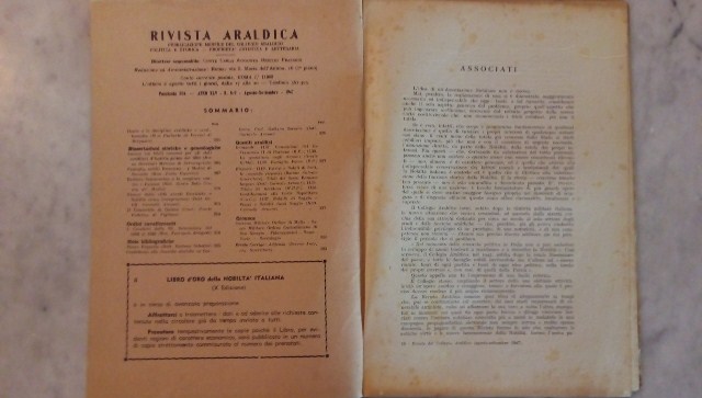 Rivista del collegio araldico. (rivista araldica) vintage agosto-settembre 1947