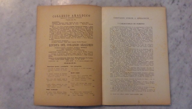 Rivista del collegio araldico. (rivista araldica) vintage agosto-settembre 1949