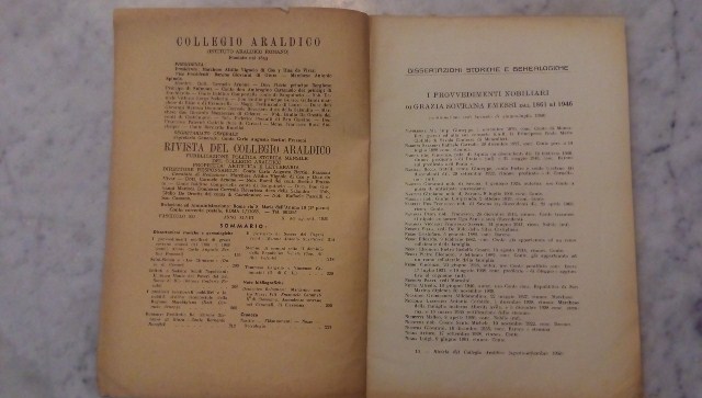Rivista del collegio araldico. (rivista araldica) vintage agosto-settembre 1950