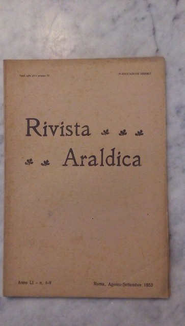 Rivista del collegio araldico. (rivista araldica) vintage agosto-settembre 1953