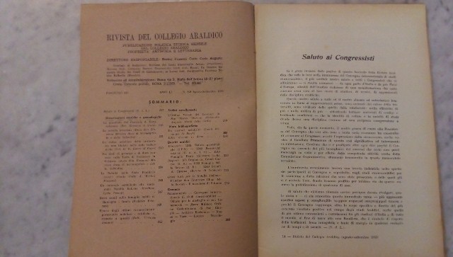 Rivista del collegio araldico. (rivista araldica) vintage agosto-settembre 1953