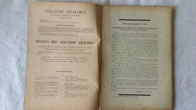 Rivista del collegio araldico. (rivista araldica) vintage aprile 1941