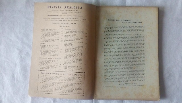 Rivista del collegio araldico. (rivista araldica) vintage aprile 1946