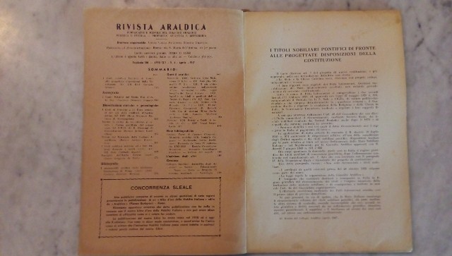 Rivista del collegio araldico. (rivista araldica) vintage aprile 1947