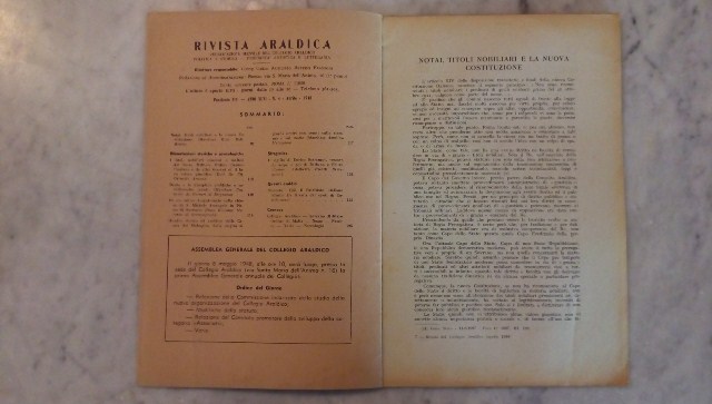 Rivista del collegio araldico. (rivista araldica) vintage aprile 1948