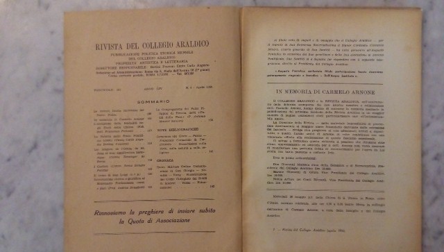 Rivista del collegio araldico. (rivista araldica) vintage aprile 1956