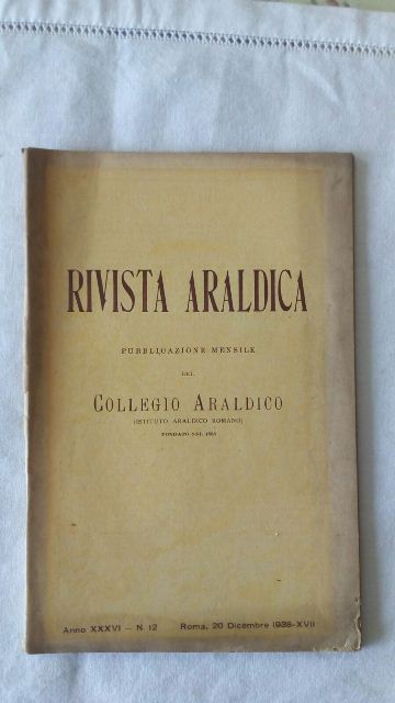 Rivista del collegio araldico. (rivista araldica) vintage dicembre 1938