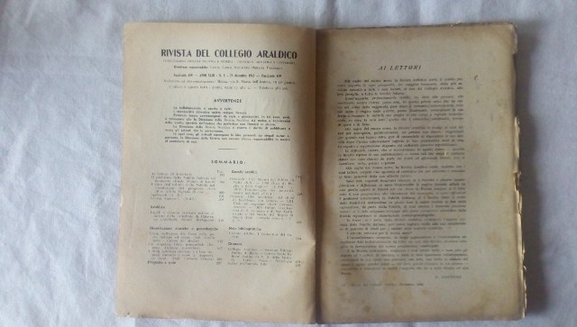 Rivista del collegio araldico. (rivista araldica) vintage dicembre 1945