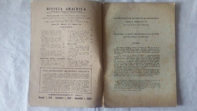 Rivista del collegio araldico. (rivista araldica) vintage dicembre 1946