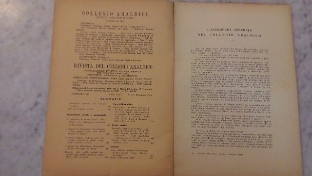 Rivista del collegio araldico. (rivista araldica) vintage dicembre 1949