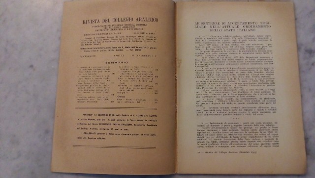 Rivista del collegio araldico. (rivista araldica) vintage dicembre 1953