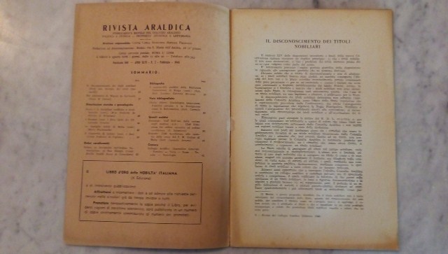 Rivista del collegio araldico. (rivista araldica) vintage febbraio 1948