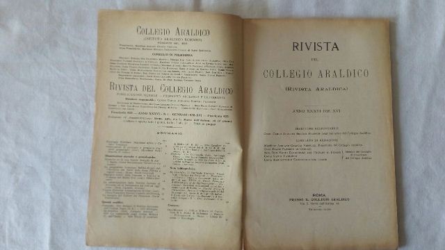 Rivista del collegio araldico. (rivista araldica) vintage gennaio 1938