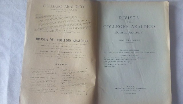 Rivista del collegio araldico. (rivista araldica) vintage gennaio 1943