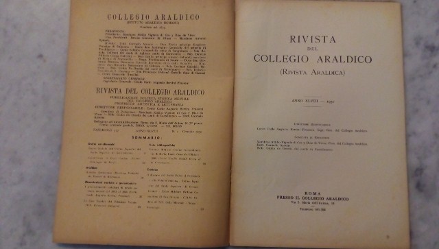 Rivista del collegio araldico. (rivista araldica) vintage gennaio 1950