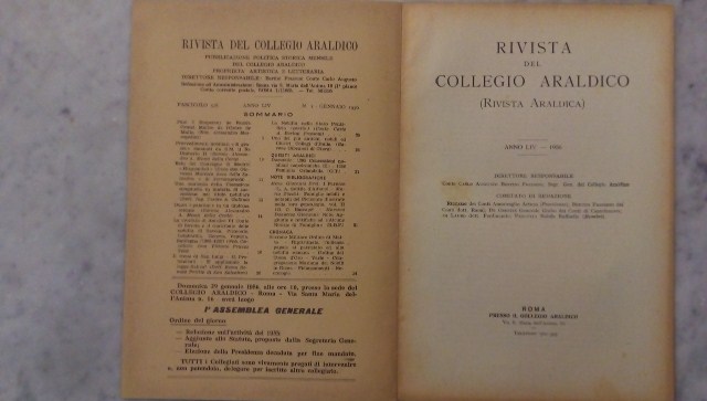 Rivista del collegio araldico. (rivista araldica) vintage gennaio 1956