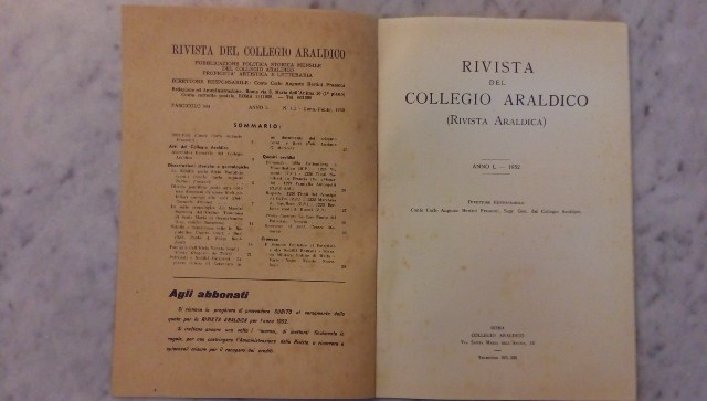 Rivista del collegio araldico. (rivista araldica) vintage gennaio-febbraio 1952
