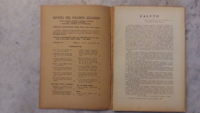 Rivista del collegio araldico. (rivista araldica) vintage gennaio-febbraio 1953