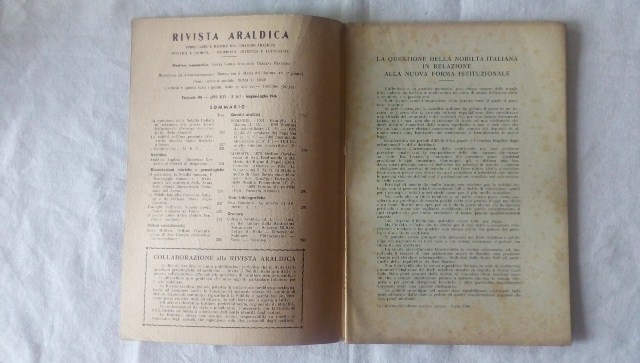 Rivista del collegio araldico. (rivista araldica) vintage giugno e luglio 1946