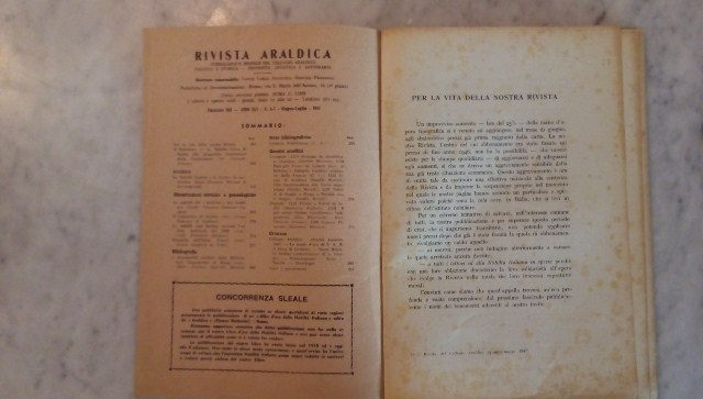 Rivista del collegio araldico. (rivista araldica) vintage giugno-luglio 1947